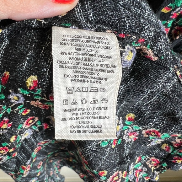 Free People Floral Black Long Sleeve Button Down Mini Dress, Size M - Picture 6 of 10
